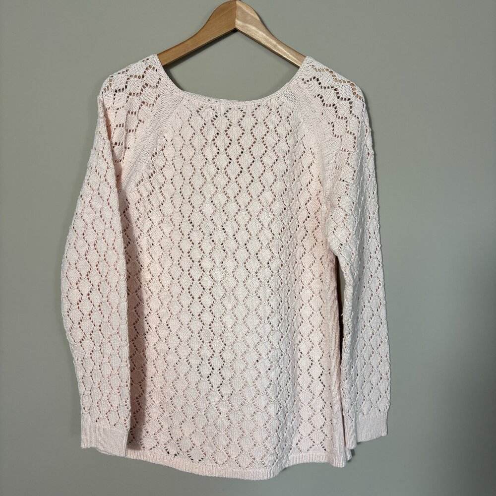 Loft Pink Open-Knit Sweater Size L